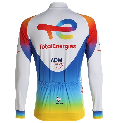 2021 Ropa Ciclismo Direct Energie Blanco Rojo Amarillo Azul Mangas Largas y Culotte Lunga